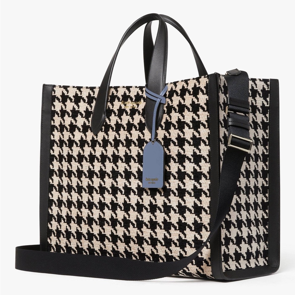 ♠️ Kate Spade Manhattan Houndstooth tweed large tote bag new with tags